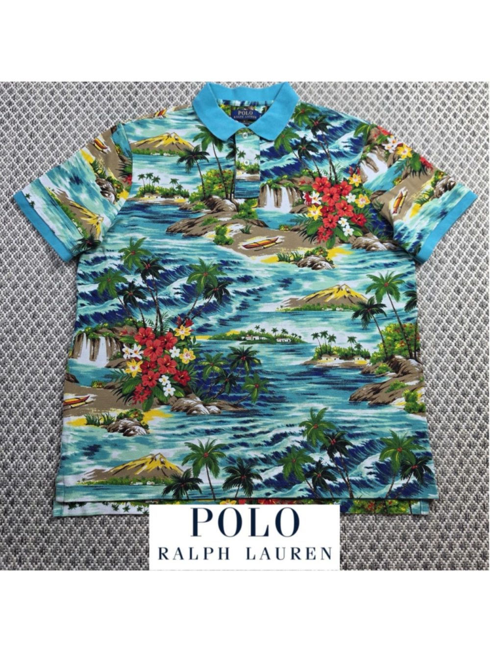 Polo Ralph Lauren Hawaiian Tropical Scenic Polo Shirt Mens L Classic Fit